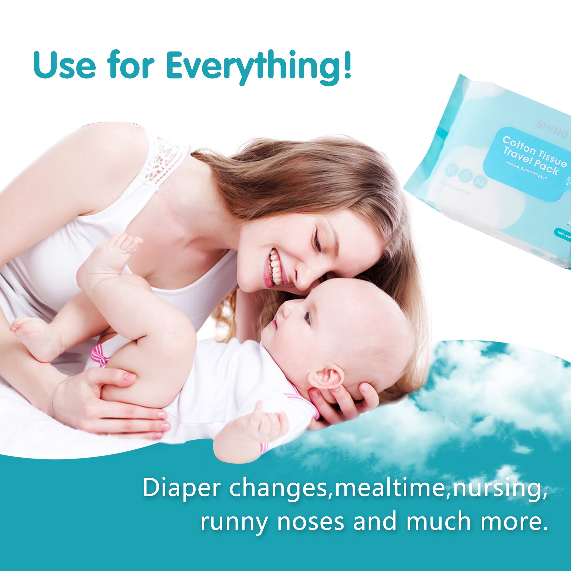 全棉棉柔巾旅行装 Cotton Tissue Travel Size, 20 Sheets/Pack