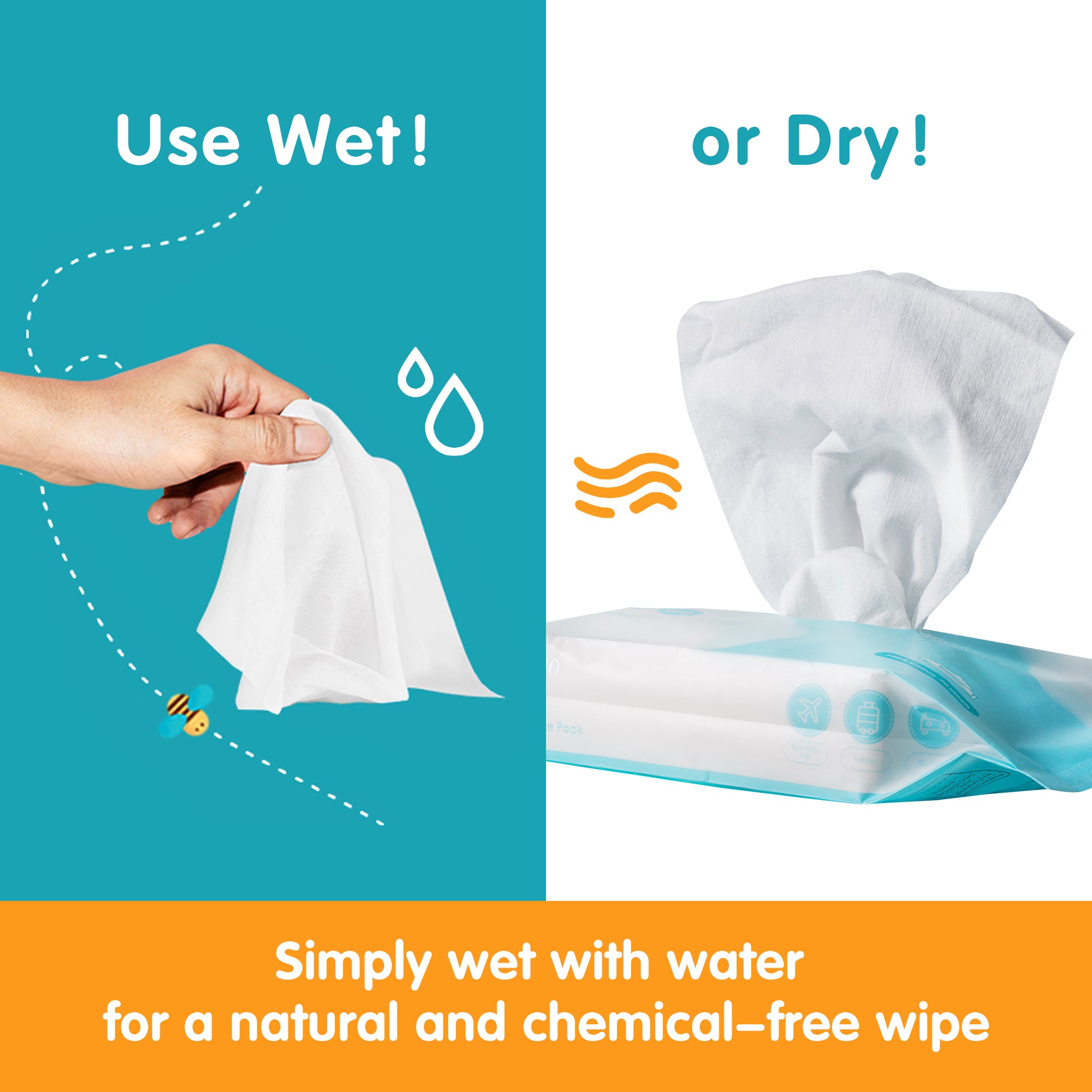 全棉棉柔巾旅行装 Cotton Tissue Travel Size, 20 Sheets/Pack