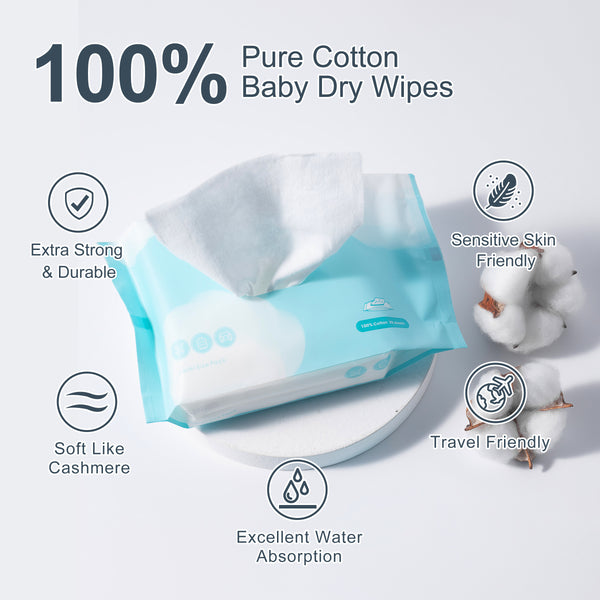 全棉棉柔巾旅行装 Cotton Tissue Travel Size, 20 Sheets/Pack